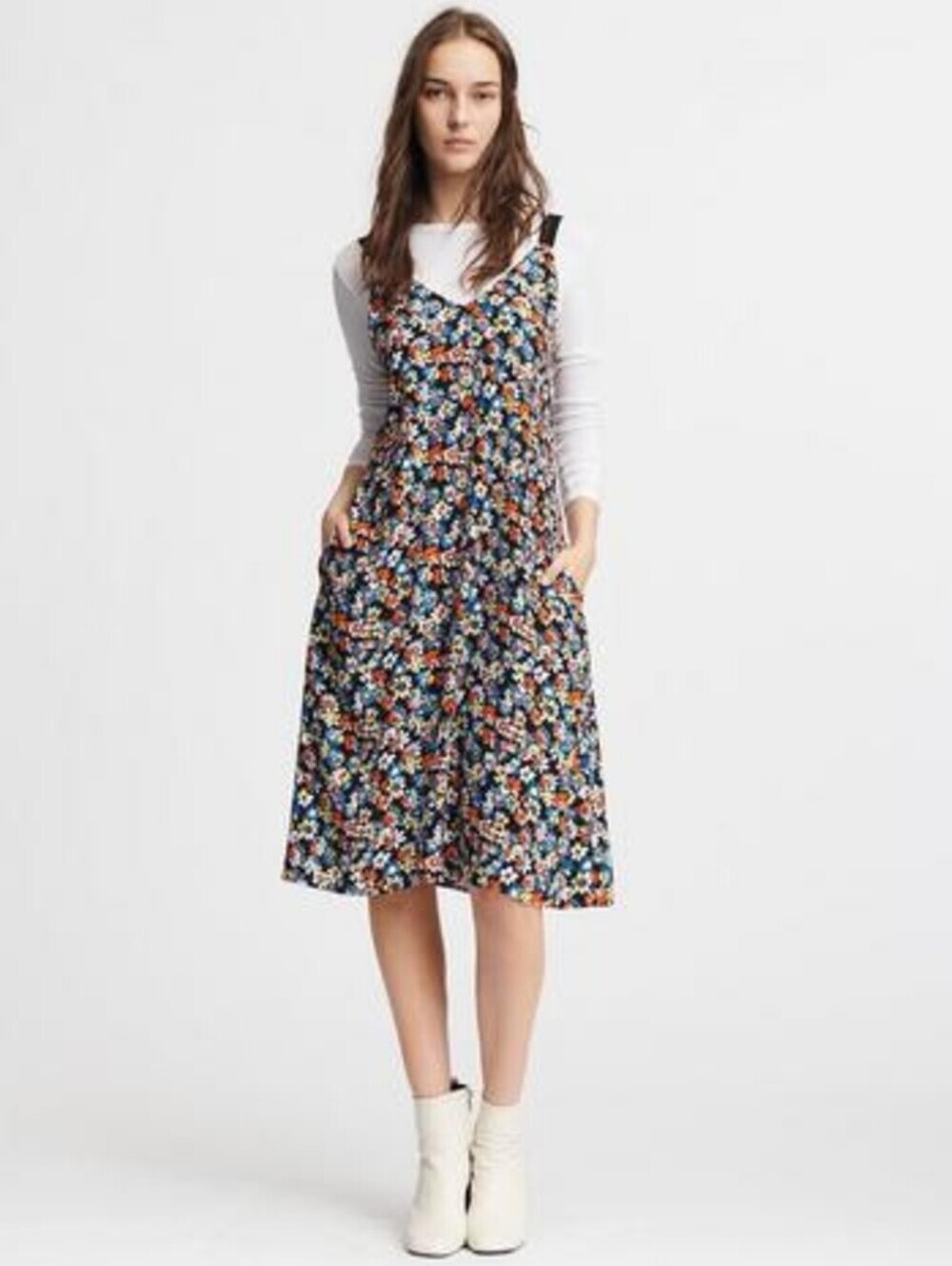 Rag & Bone Estell Midi Slip Dress In Navy Floral Women's Size M Preppy Boho